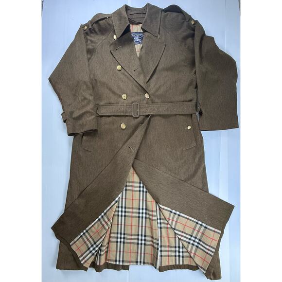 Vintage BURBERRY Heritage Trench Coat Size 10 L Signature Check Green Brown - Picture 1 of 15
